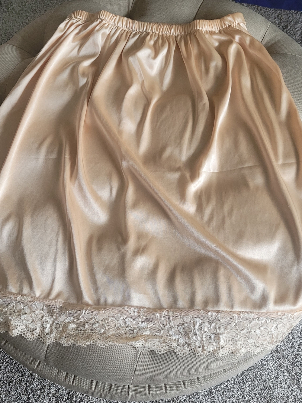 Classic Lace-Hem Half Slip in Beige- Women Intimates. Bin 7